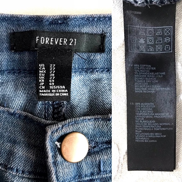 Forever 21 Jeans Blue Denim size 27 Destroyed Slim - Picture 6 of 7